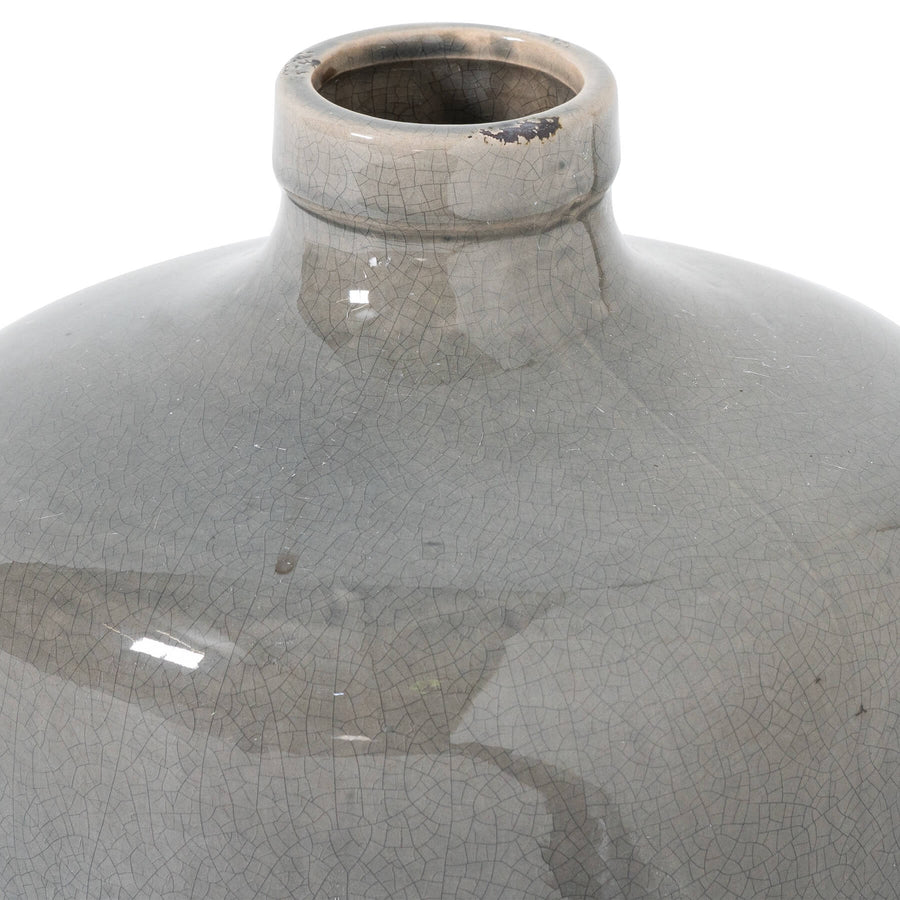Handcrafted grey ceramic vase with organic form and artisanal glaze, perfect for modern minimalist interiors. by Sostter at brixbailey.com