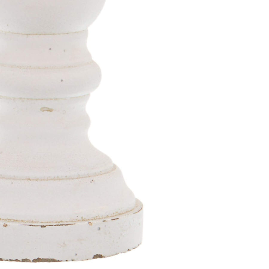 Matte white ceramic column decor, minimalist architectural design, 38cm tall, handcrafted for modern interiors by Sostter at brixbailey.com