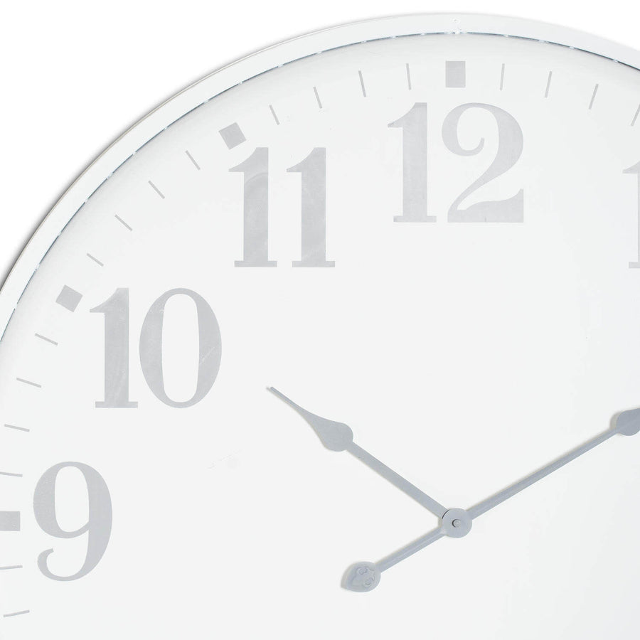 Large white metal wall clock, 80cm minimalist design with sleek profile, perfect for modern or traditional decor by Sostter at brixbailey.com