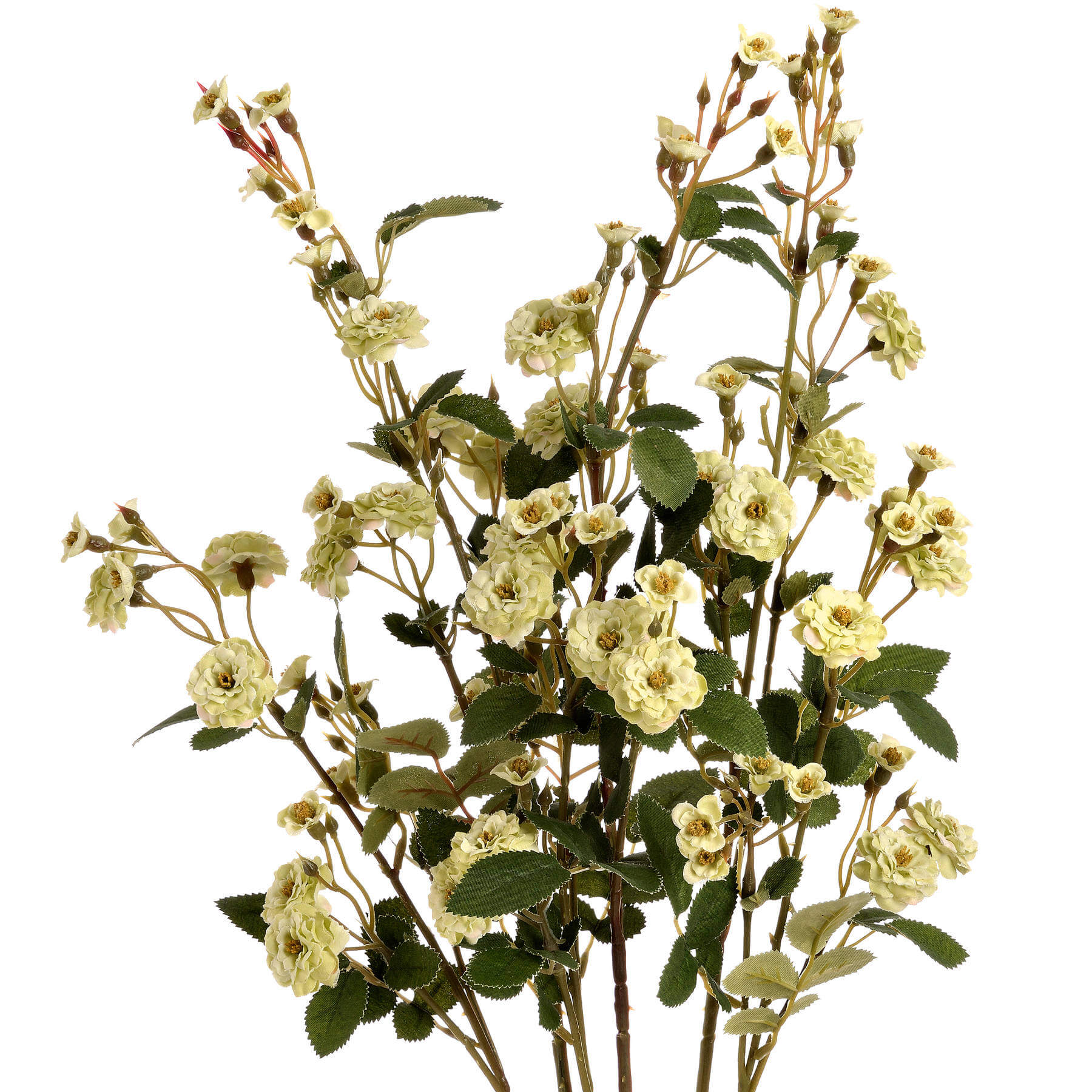 Lifelike artificial meadow rose in rich botanical green, 74cm tall, with delicate petals and realistic stems for home decor. by Sostter at brixbailey.com