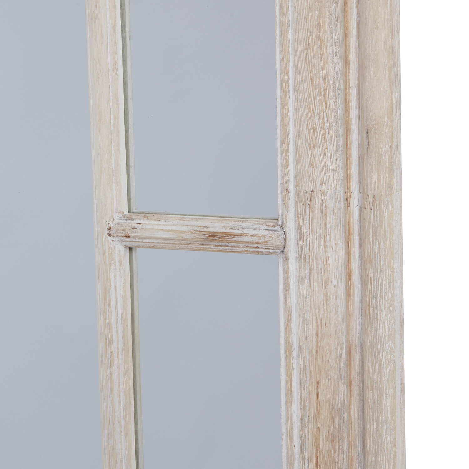 Rustic distressed wood window mirror with multi-paned design, 200cm x 100cm, in washed brown for vintage wall decor by Sostter at brixbailey.com