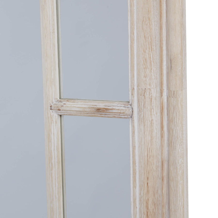 Rustic distressed wood window mirror with multi-paned design, 200cm x 100cm, in washed brown for vintage wall decor by Sostter at brixbailey.com