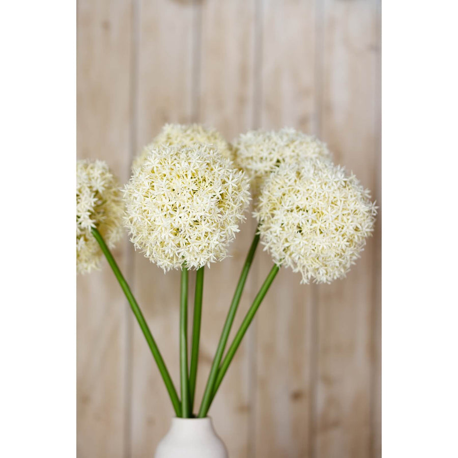 Cream artificial allium stem, lifelike spherical bloom with soft petals, 90cm tall for elegant home decor by Sostter at brixbailey.com