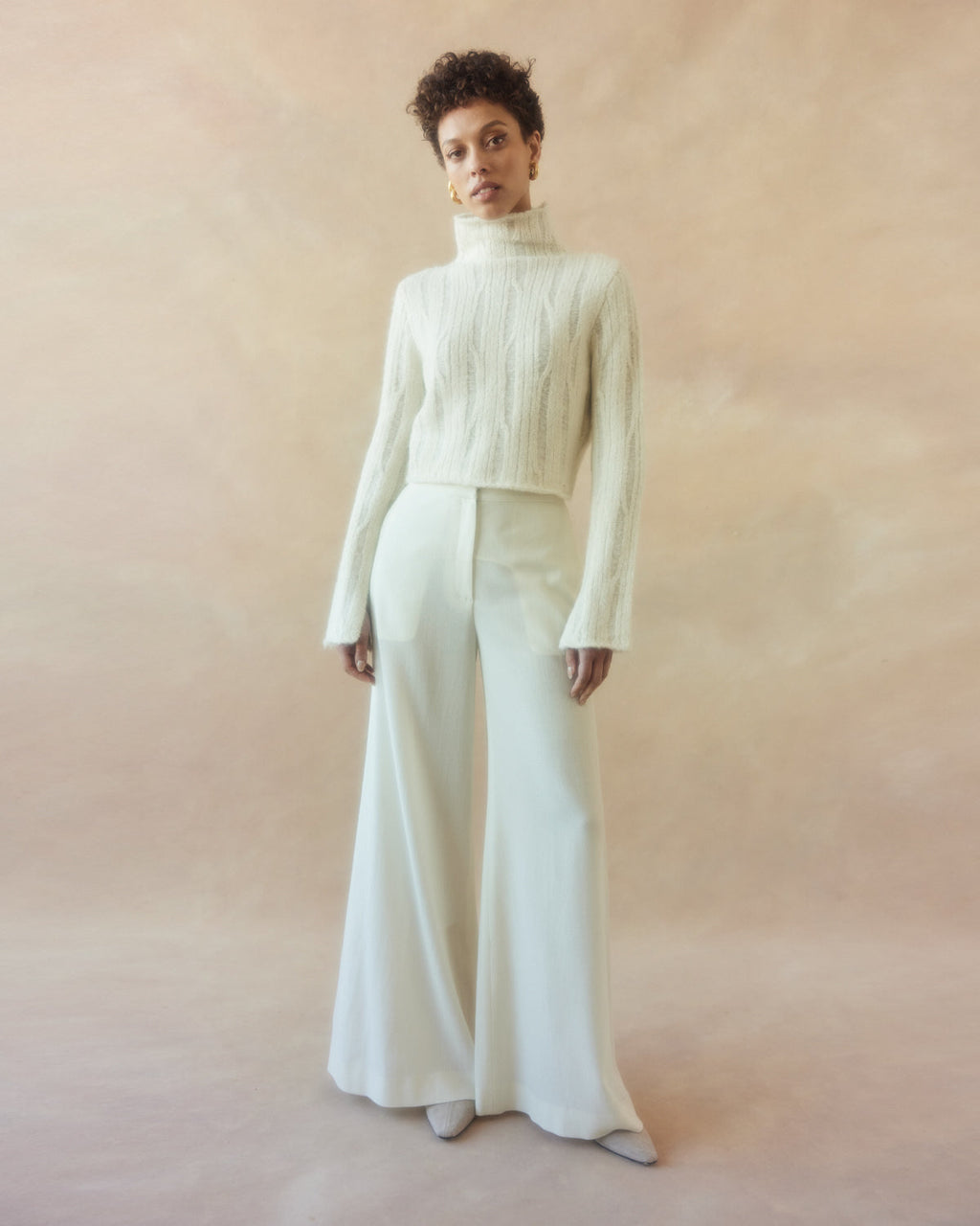 Ribbed Cropped Alpaca Sweater