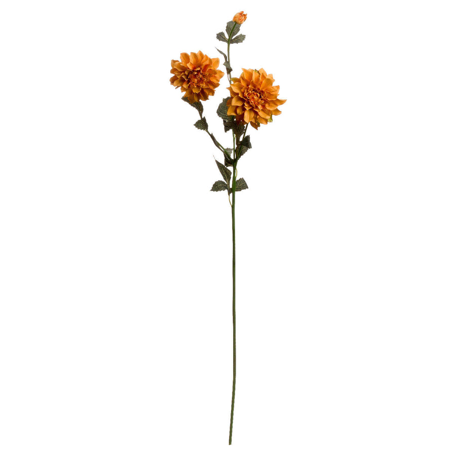 Lifelike orange dahlia spray with layered petals, 45-inch faux floral arrangement for autumn decor  by Sostter at brixbailey.com