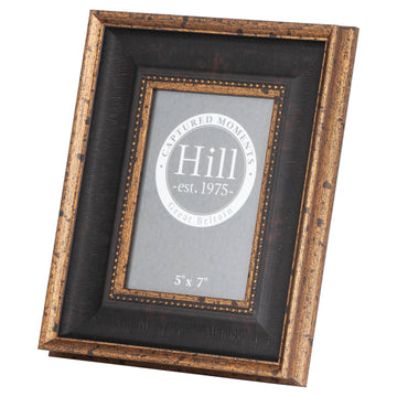 Black antique gold beaded photo frame, 5x7, handcrafted wood with intricate detailing, elegant home decor accent. by Sostter at brixbailey.com