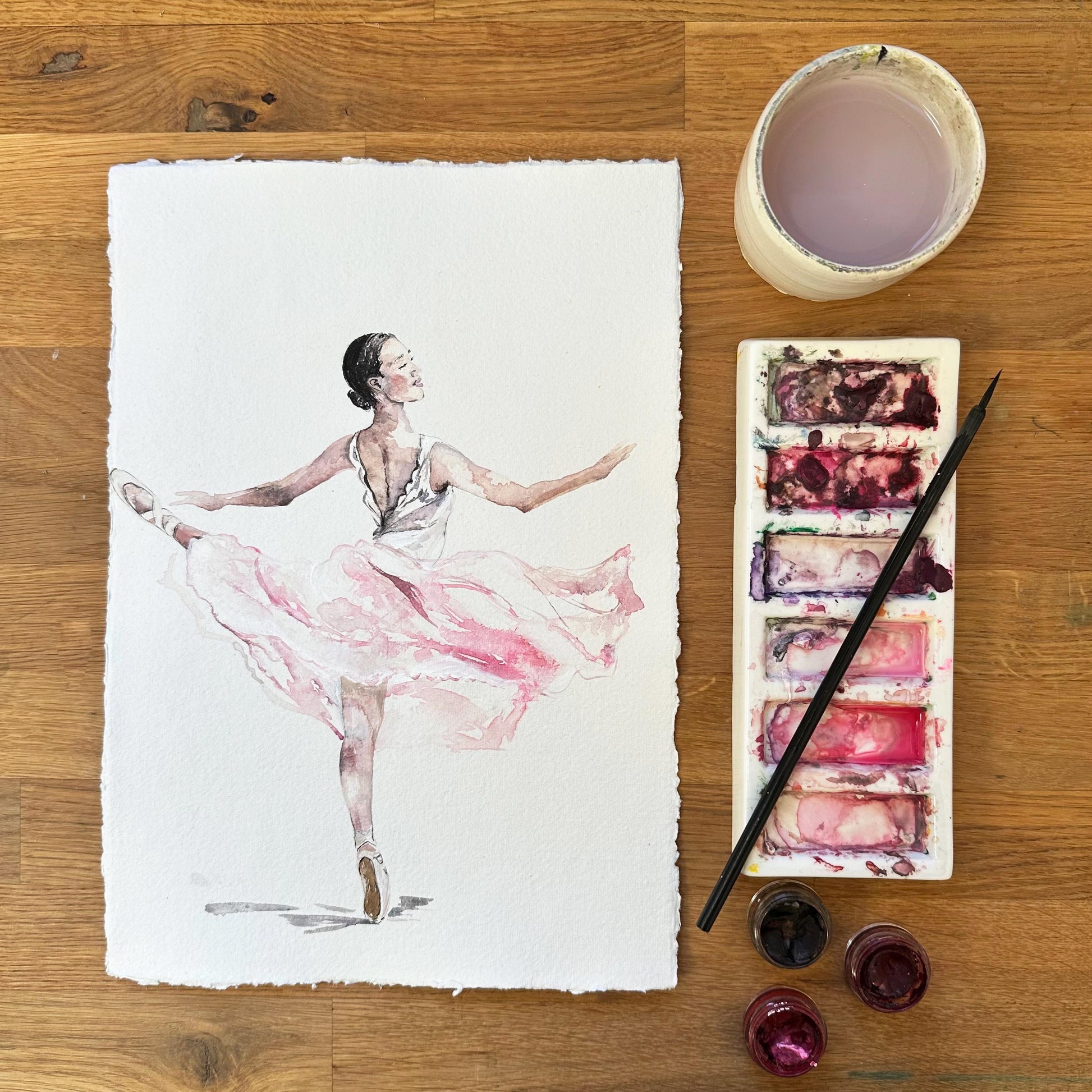 Hand-Painted Ballerina Illustration Print – Dance-Inspired Art for Nursery, Bedroom, or Playroom (Unframed or Framed Options)