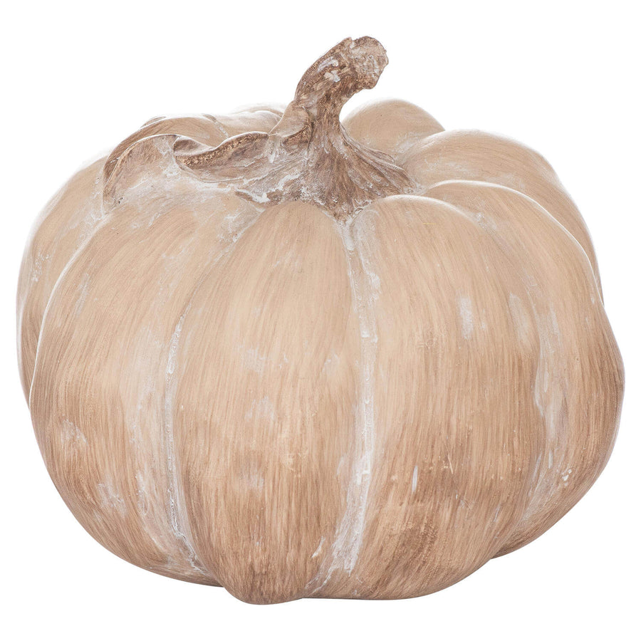 Set of 3 carved wood-effect resin pumpkins in grey tones, perfect for autumn decor with warm lighting patterns by Sostter at brixbailey.com