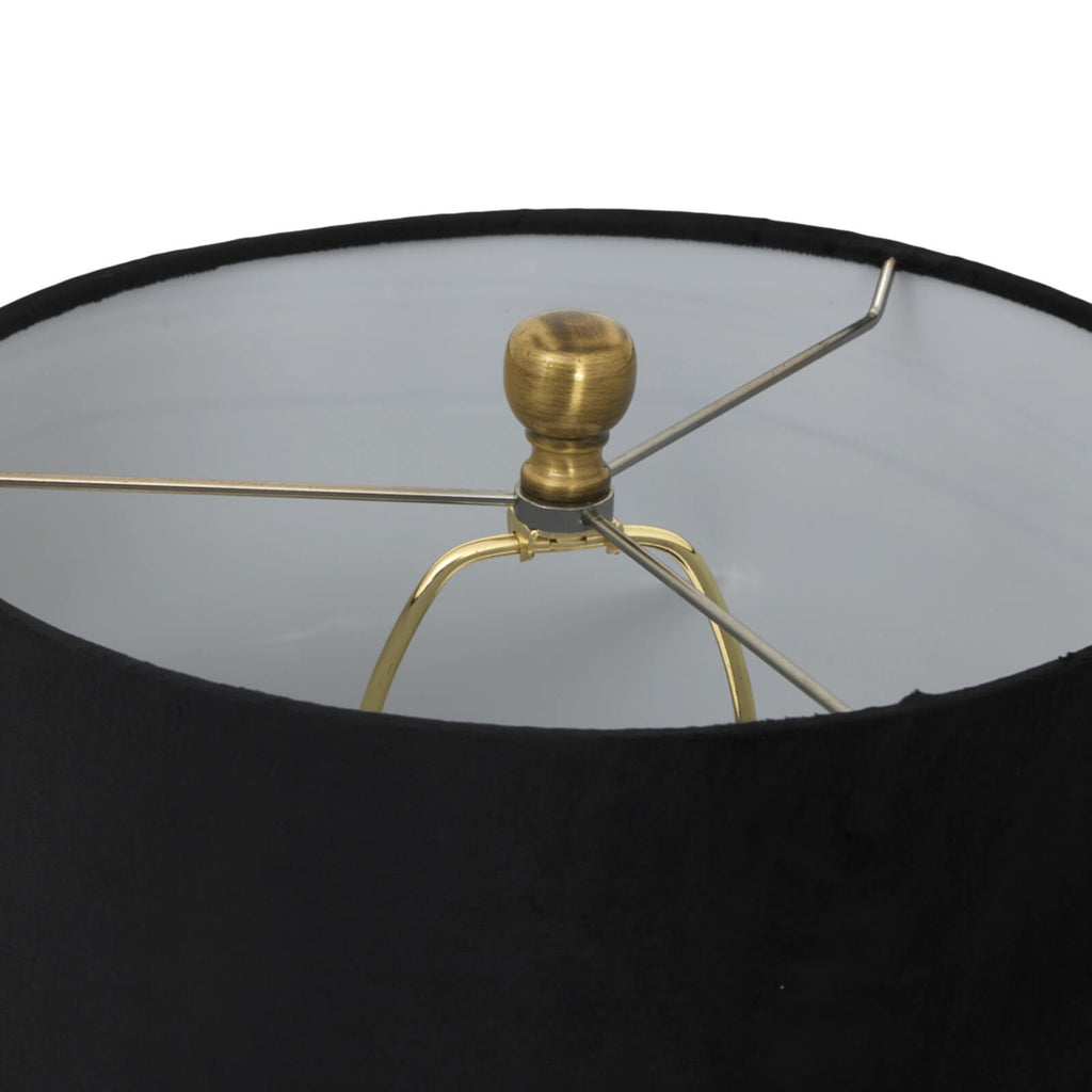 Luxton table lamp with ribbed glass base and black velvet shade, modern home lighting by Sostter at brixbailey.com