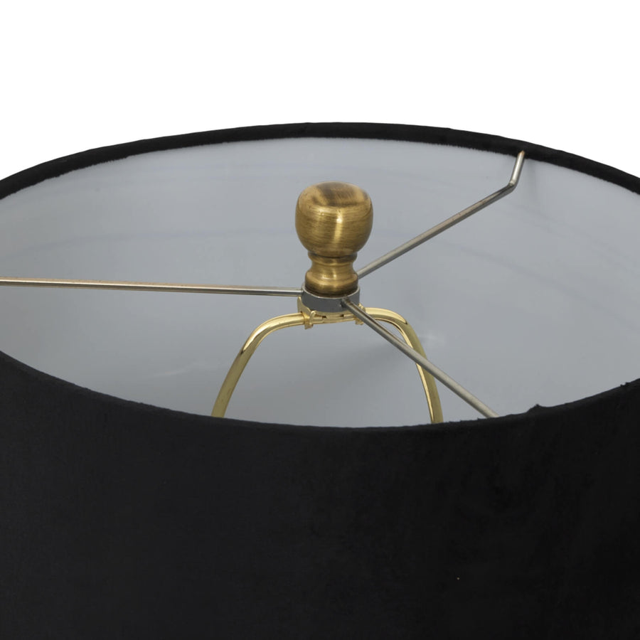 Luxton table lamp with ribbed glass base and black velvet shade, modern home lighting by Sostter at brixbailey.com