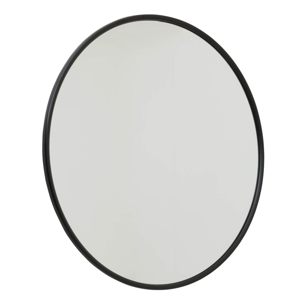 120cm floating black circle mirror with thin metal frame for modern decor by Sostter at brixbailey.com