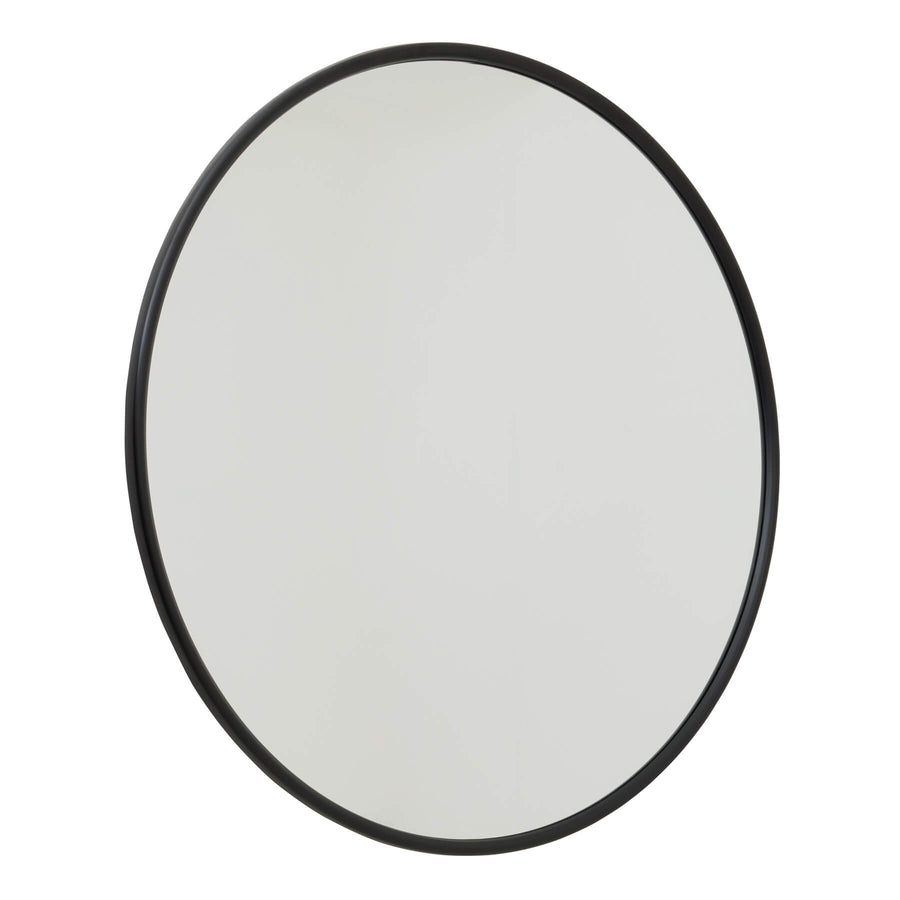 120cm floating black circle mirror with thin metal frame for modern decor by Sostter at brixbailey.com