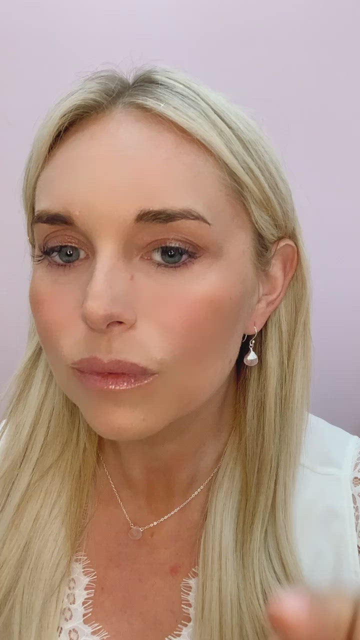 Jill Short Drop Earrings in Rose Quartz