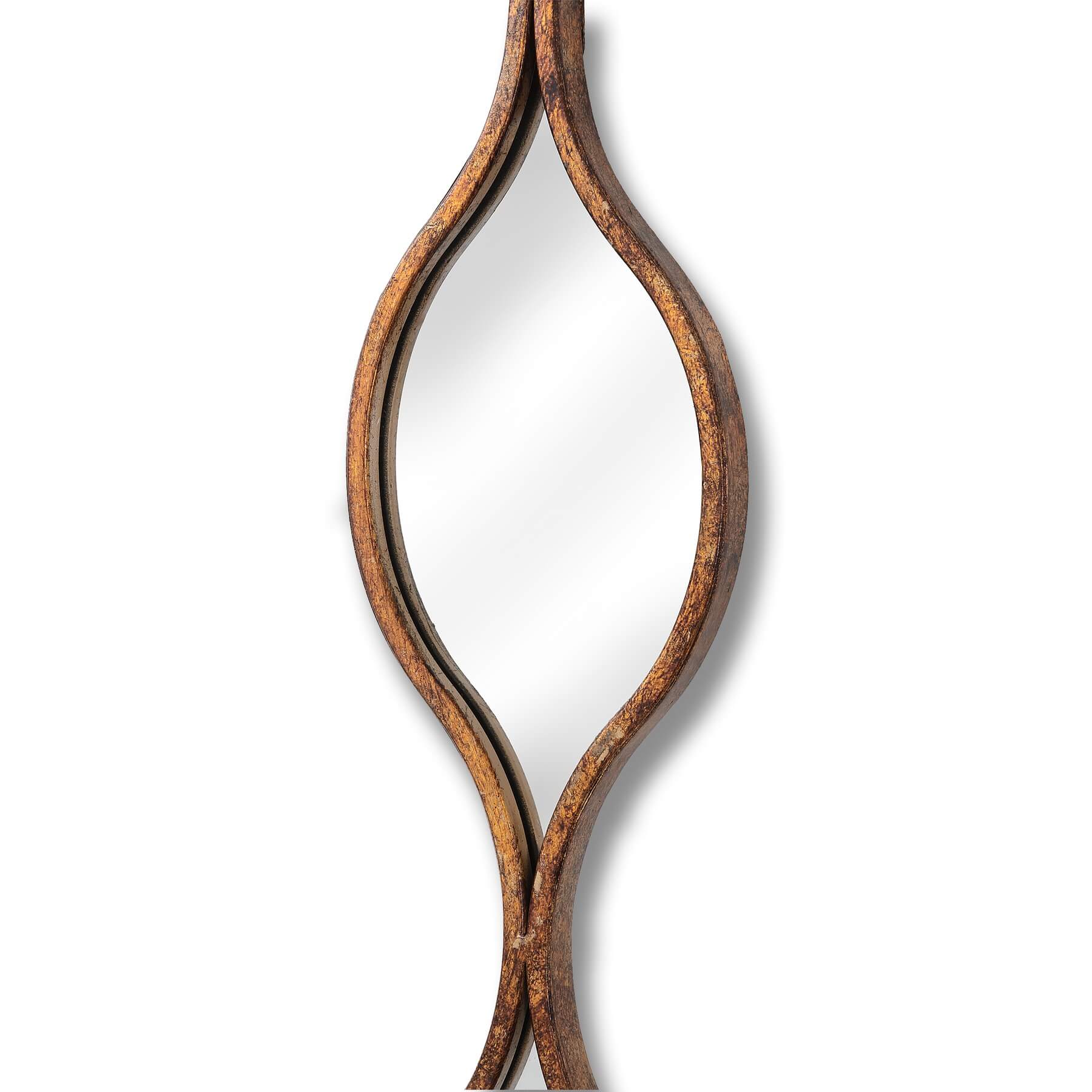 Aged gold wall mirror with warm patina, slim profile, and light-enhancing glass for elegant home decor by Sostter at brixbailey.com