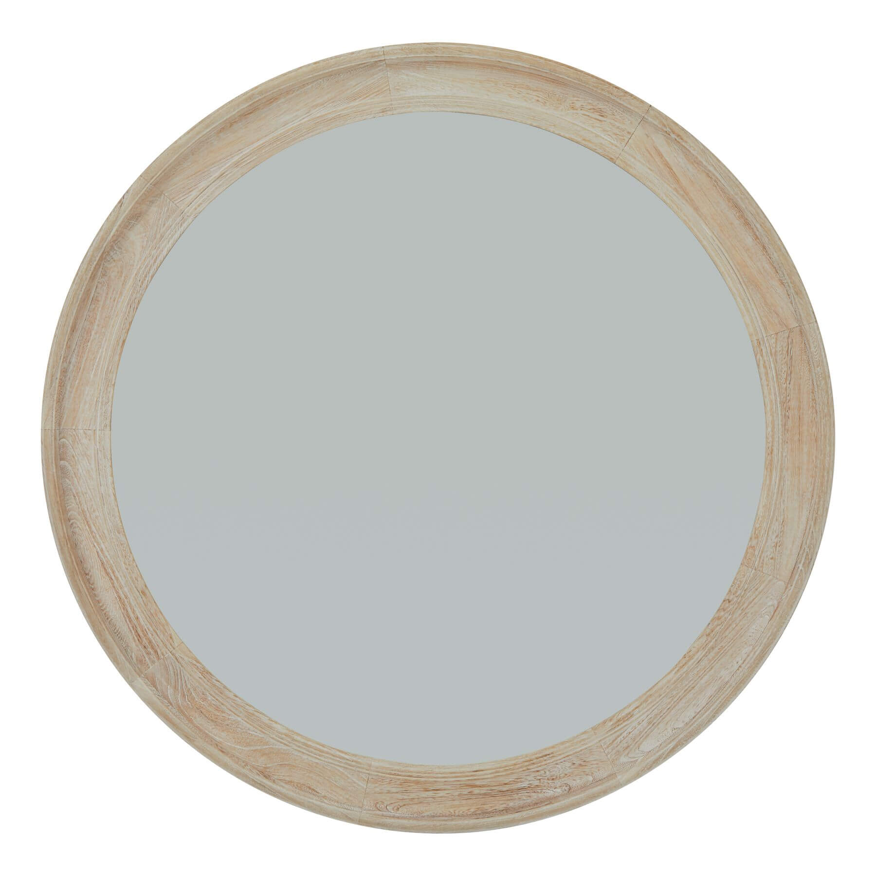 Handcrafted distressed wood mirror with antique white finish, 120cm circular frame for rustic home decor. by Sostter at brixbailey.com