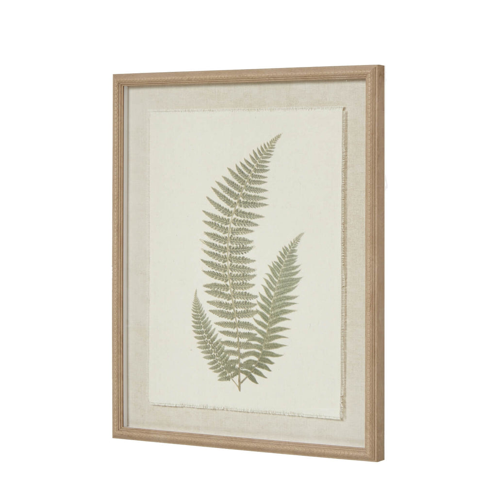 Handcrafted fern art print in sage and white with ornate champagne frame, perfect for modern farmhouse decor by RoomLondon at brixbailey.com