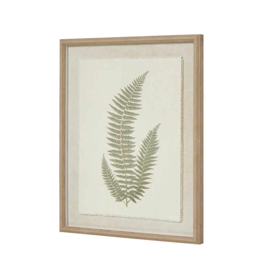 Handcrafted fern art print in sage and white with ornate champagne frame, perfect for modern farmhouse decor by Sostter at brixbailey.com