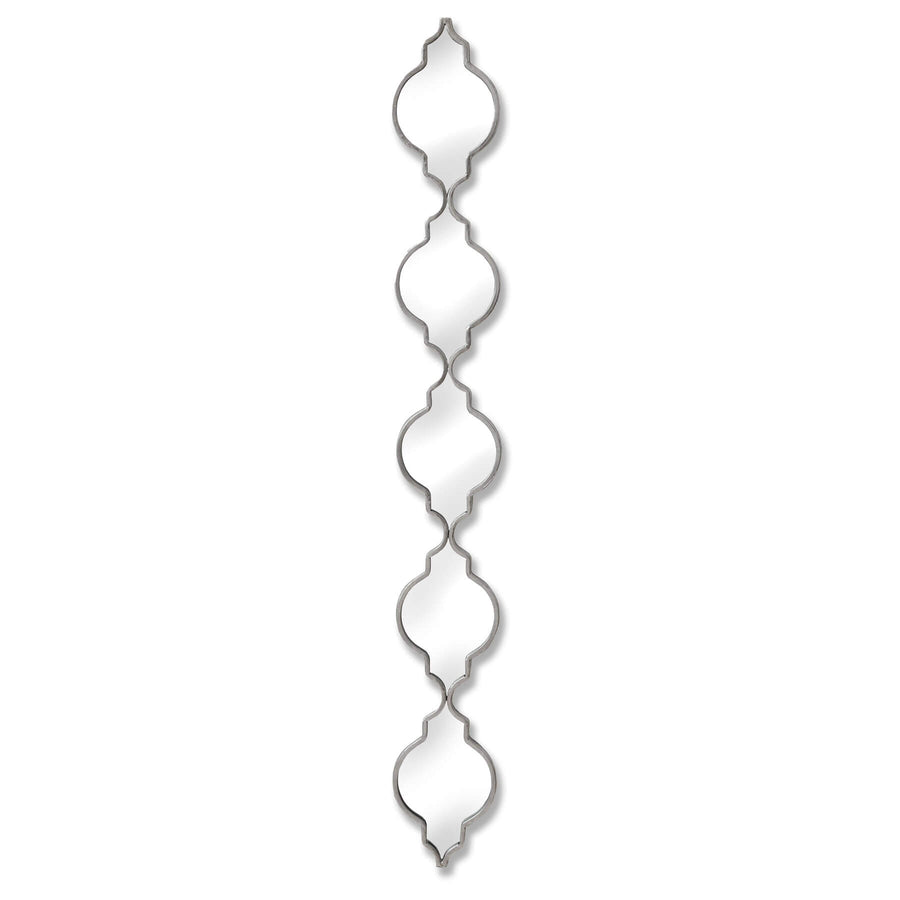 Silver quarterfoil mirror with vintage charm, 132cm height, premium metal frame for modern or traditional interiors by Sostter at brixbailey.com