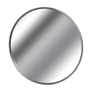 Large circular silver foil wall mirror, 125cm diameter, with luxurious reflective metal frame for modern home decor by Sostter at brixbailey.com
