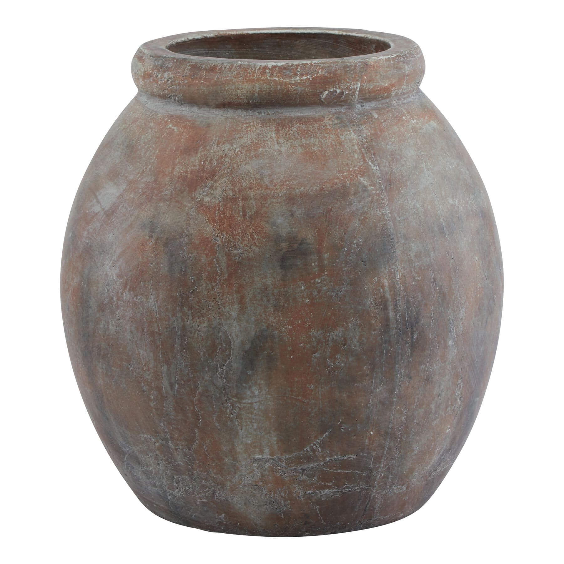 Handcrafted brown ceramic Mediterranean planter, 31cm tall, rustic glaze with natural variations, Siena collection. by Sostter at brixbailey.com