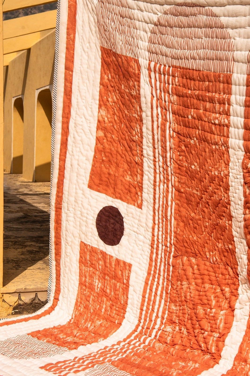 Bauhaus Reversible Quilt in Orange and White
