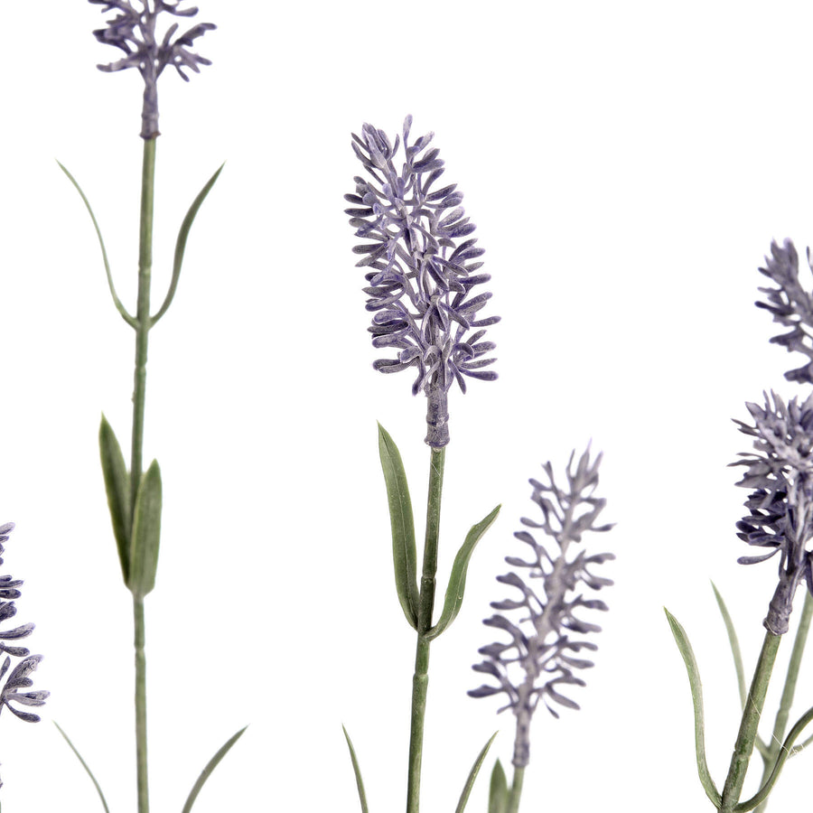 Artificial lavender spray with hyper-realistic purple blooms, bendable stems, and natural textures for home decor by Sostter at brixbailey.com