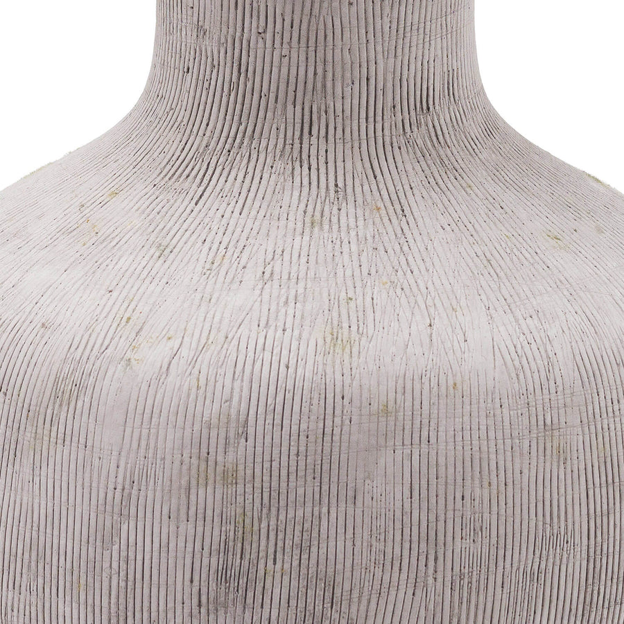 Handcrafted ceramic squat vase with stone-effect finish in natural grey, minimalist design for modern decor. by Sostter at brixbailey.com