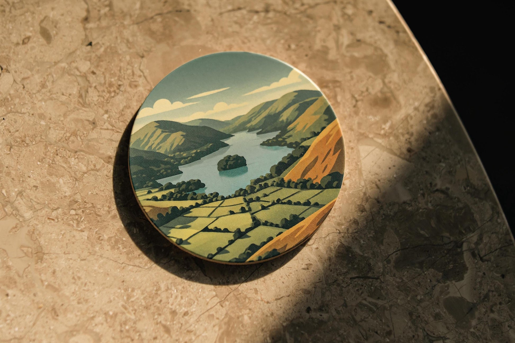 Scafell Pike Glass Tumbler and Coaster Set Lake District Mountain Gift