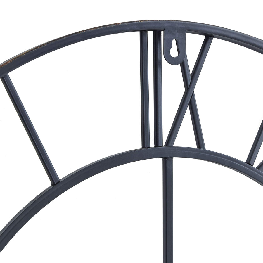 Bronze wall clock with open skeleton design, Roman numerals, and antique finish â€“ 70cm industrial statement piece by Sostter at brixbailey.com