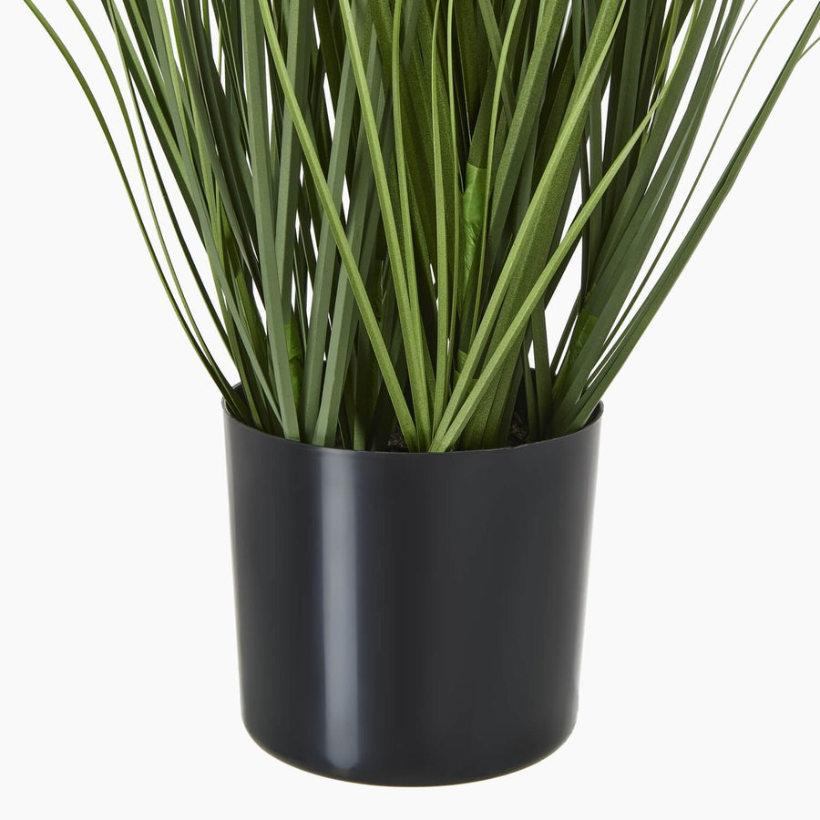 Lifelike artificial agapanthus arrangement with soft blue blooms and green stems in black pot, 90cm tall  by Sostter at brixbailey.com