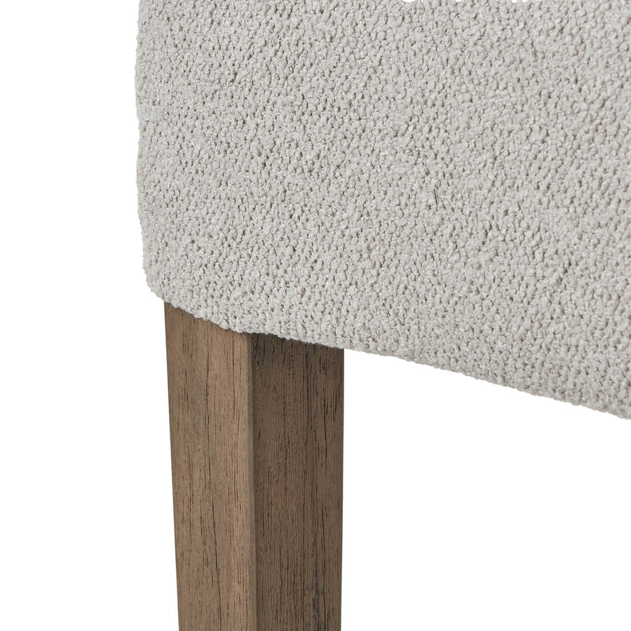 Compton Aspen Dining Chair with curved backrest, twill upholstery, and rustic wood frame for elegant dining spaces by Sostter at brixbailey.com