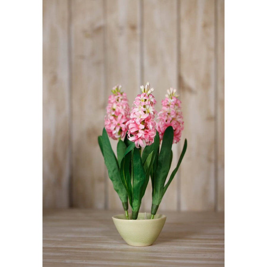 Pink faux hyacinth stem with lifelike blooms, soft blush color, 44cm tall, perfect for vase arrangements by Sostter at brixbailey.com