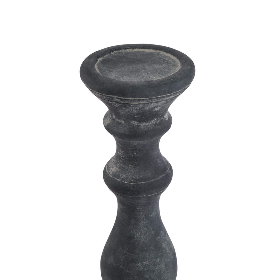 Grey ceramic column candle holder with matte glaze, inspired by classical architecture, 40cm tall, elegant home decor centerpiece. by Hill Interiors at brixbailey.com