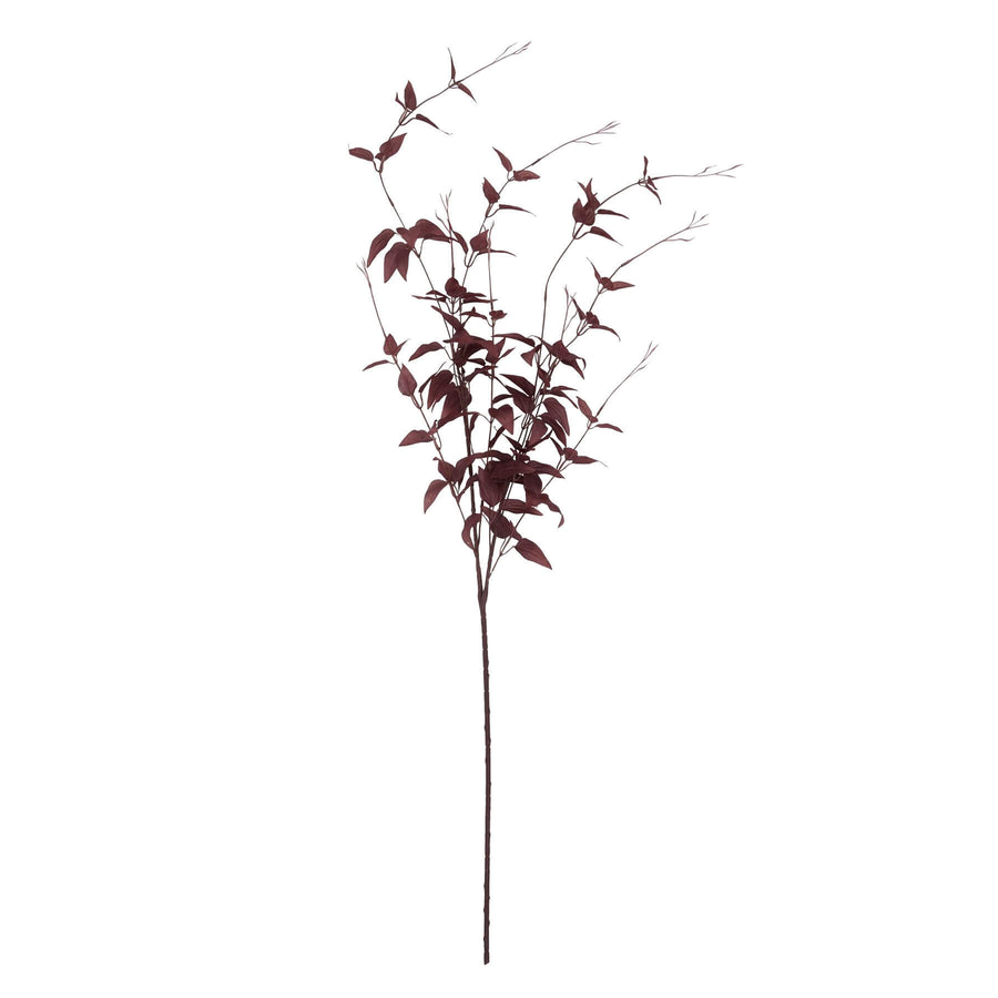 Burgundy plastic botanical stem with wispy tendrils, 88cm tall, for elegant floral arrangements by Sostter at brixbailey.com