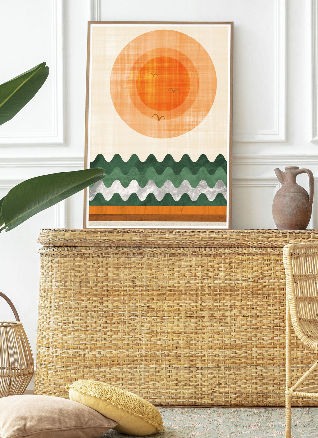 Calm Sea Tangerine Sunset Art Print