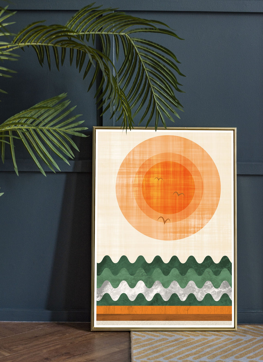 Calm Sea Tangerine Sunset Art Print