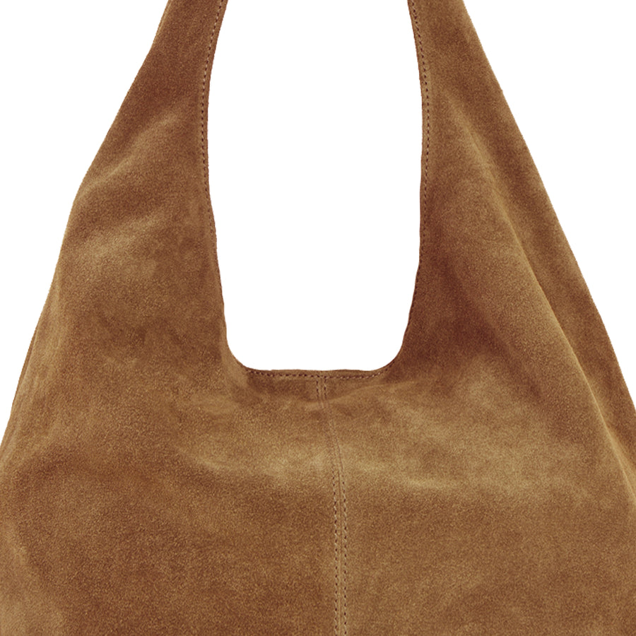 Tan Suede Leather Hobo Boho Shoulder Bag Brix and Bailey Ethical Bag Brand