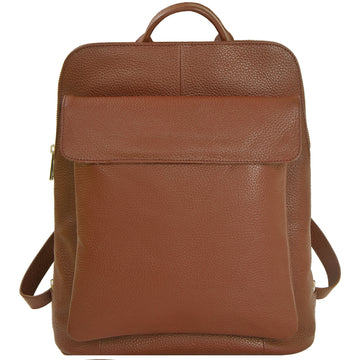 Tan Soft Leather Flap Pocket Backpack Unsiex Ethical Backpack Brix and Bailey