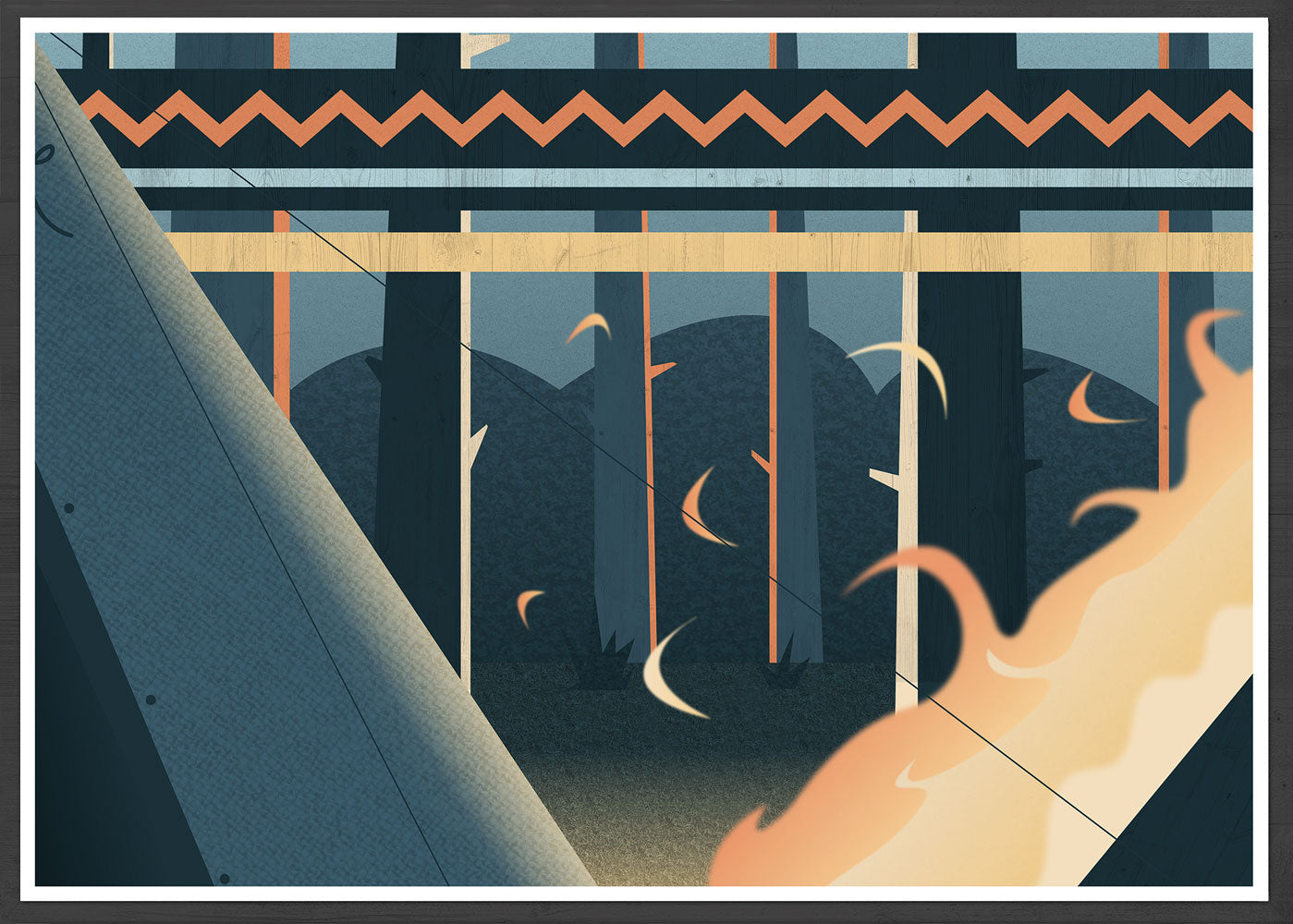 Camp Fire Digital Illustration Art Print