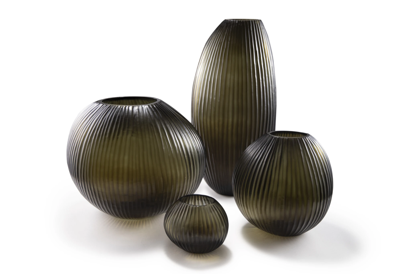 QUARTZ CANDLEHOLDER - H12 D15 cm - INDIGO SMOKE