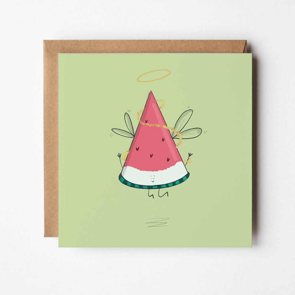Angel Watermelon Slice Christmas Greeting Card