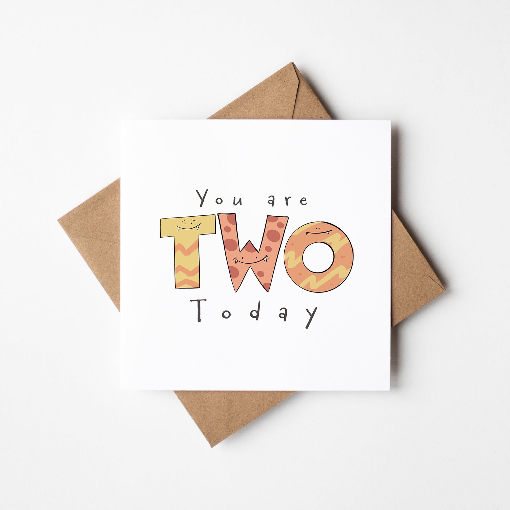 You Are 2 Today – Cute Monster Milestone Birthday Card