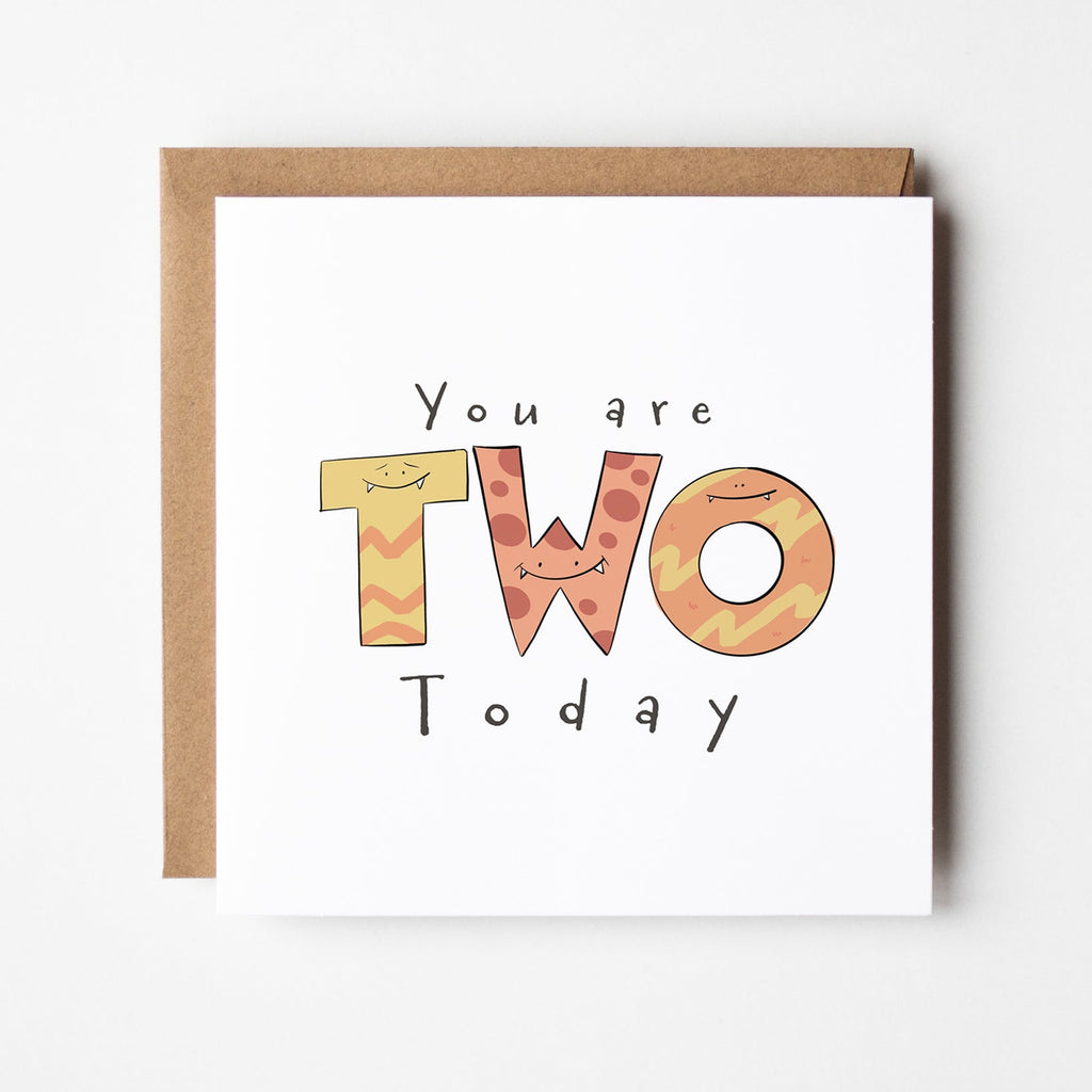 You Are 2 Today – Cute Monster Milestone Birthday Card