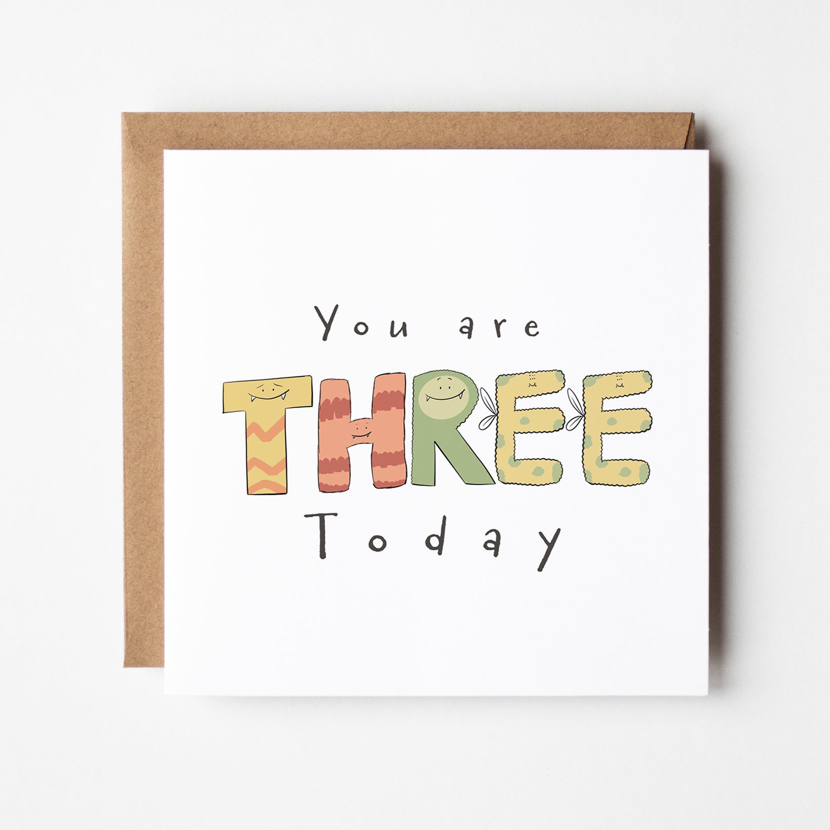 You Are 3 Today – Cute Monster Milestone Birthday Card