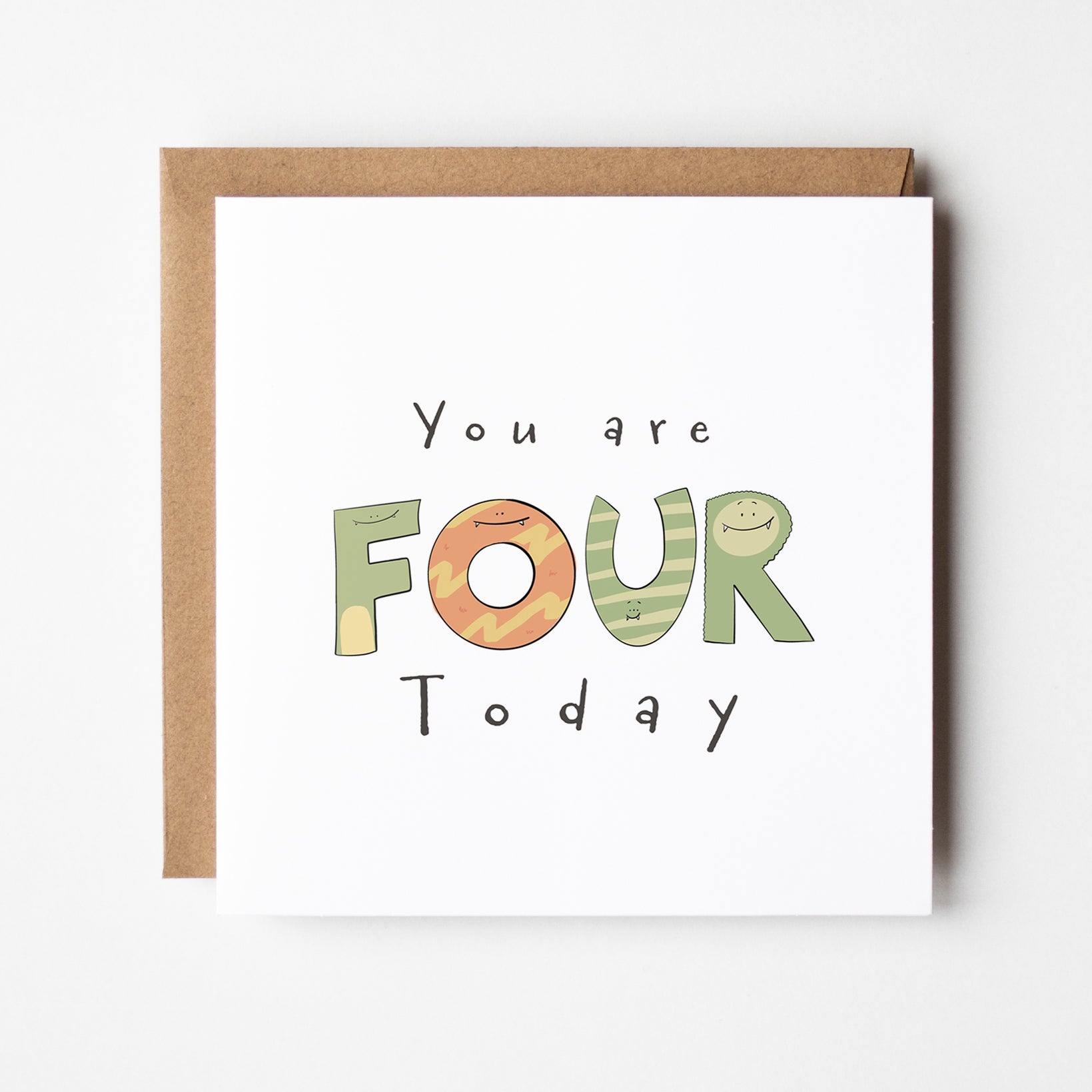 You're 4 Today - Monster Birthday Card