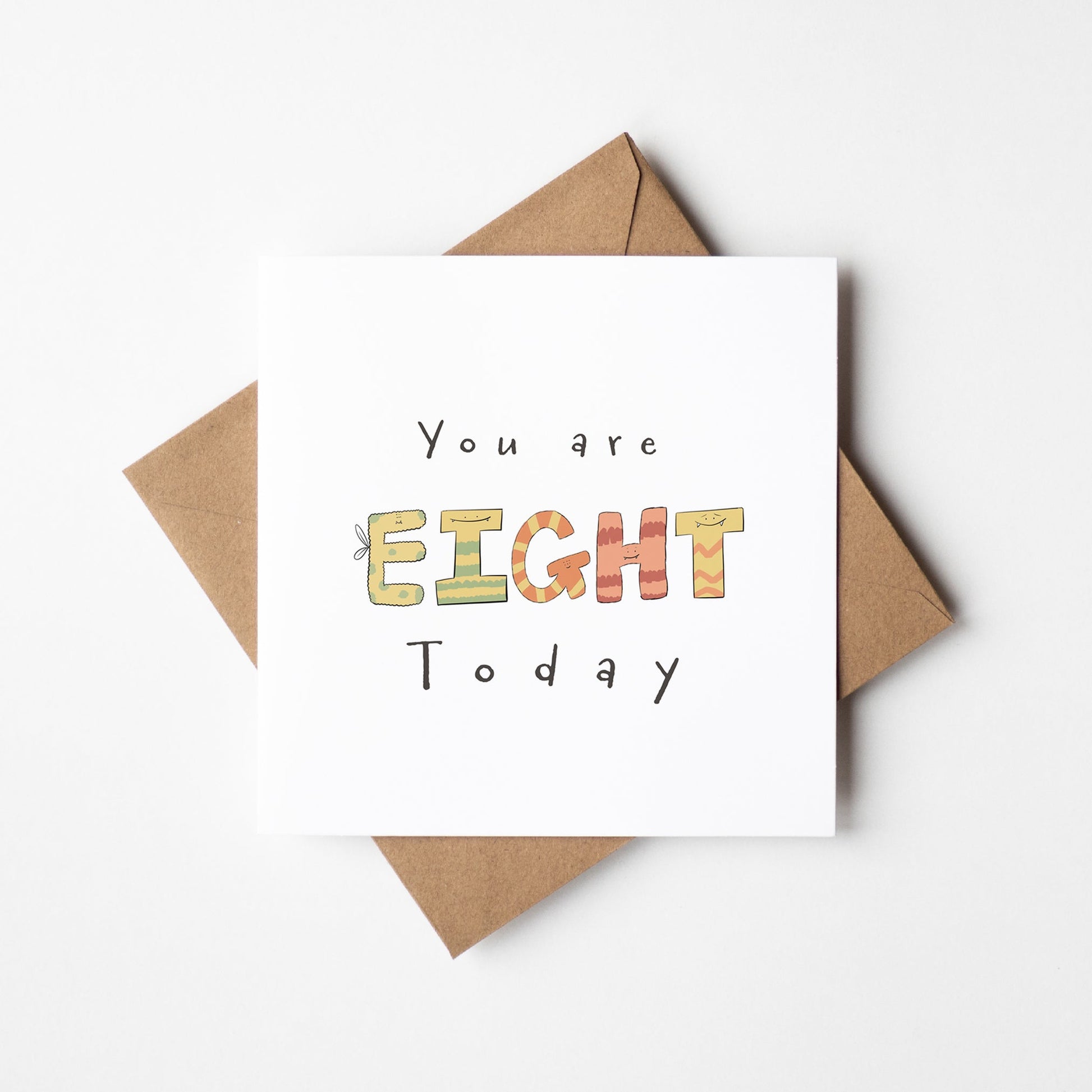 You Are 8 Today – Monster-Themed Milestone Birthday Card