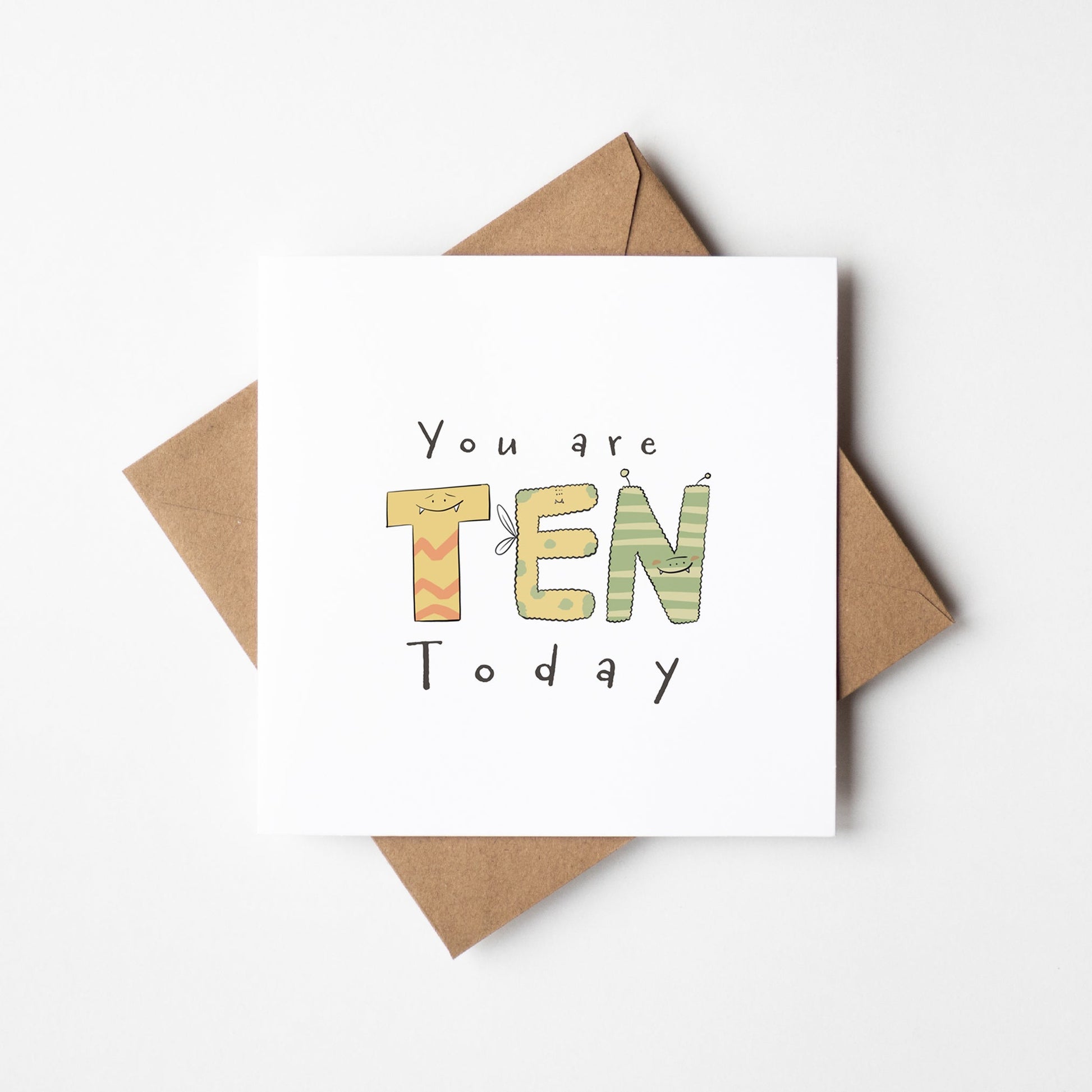 You Are 10 Today – Cute Monster Milestone Birthday Card