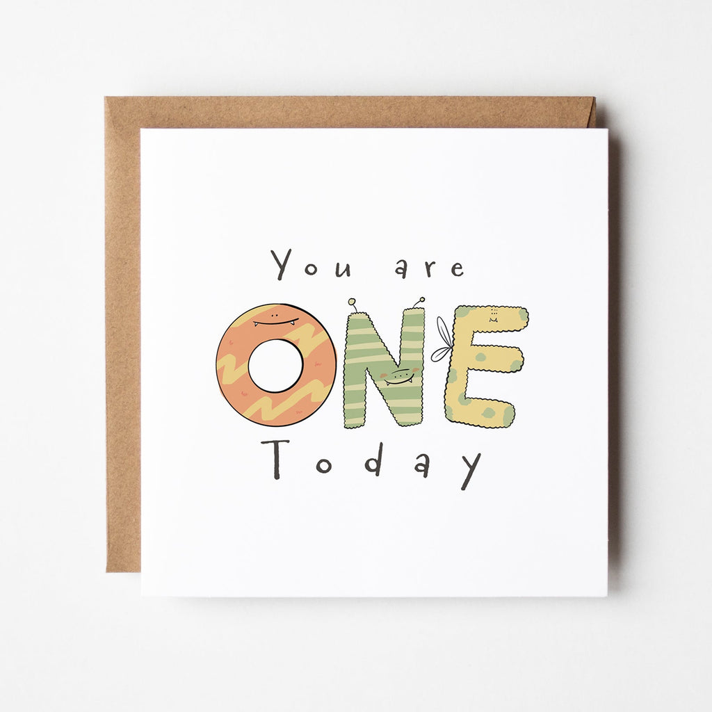 You Are One Today – 1st Birthday Monster Card