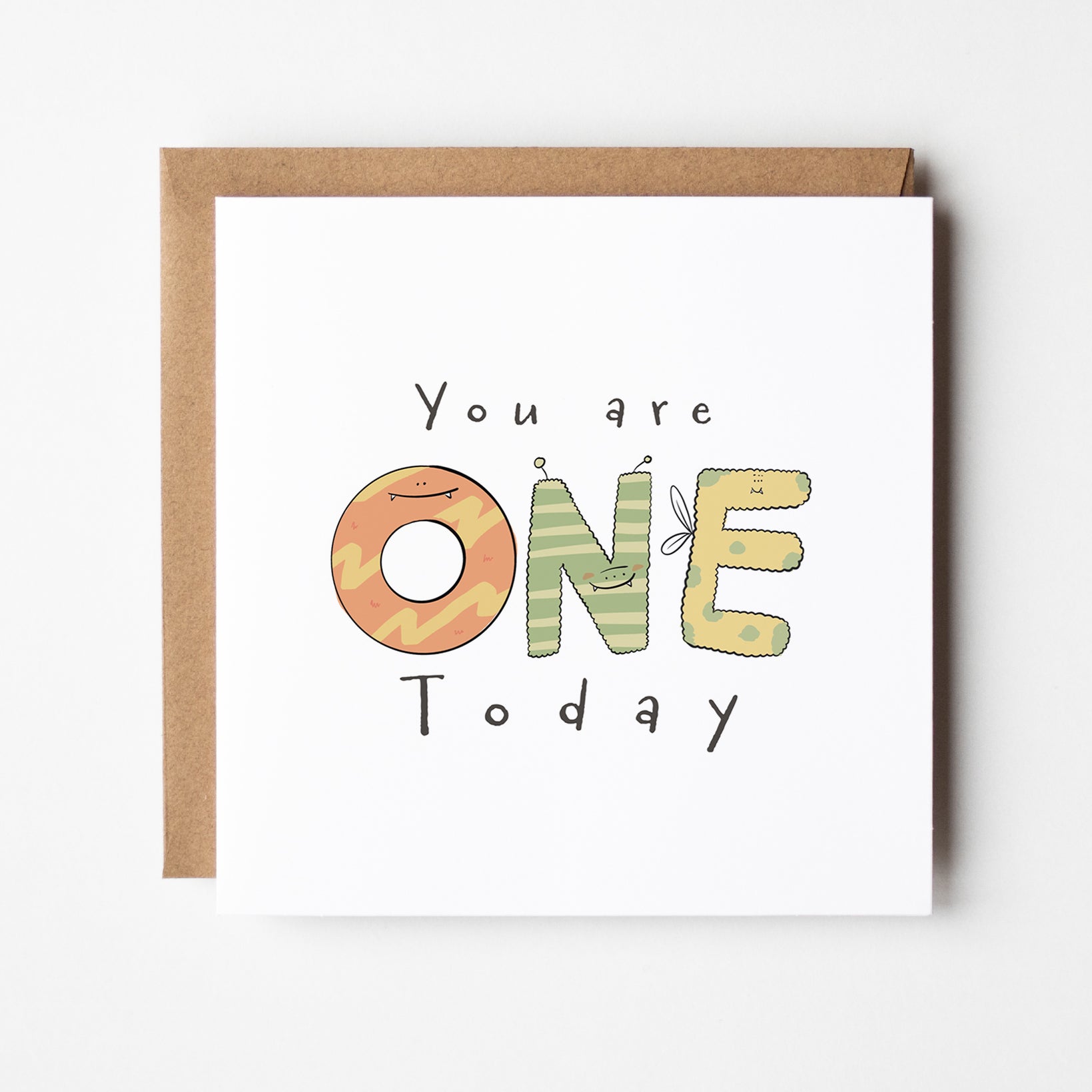 You Are One Today – 1st Birthday Monster Card