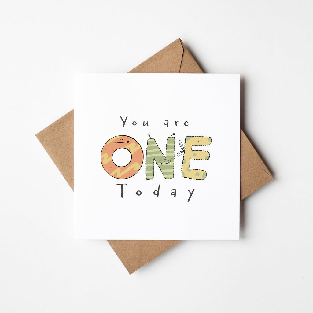 You Are One Today – 1st Birthday Monster Card